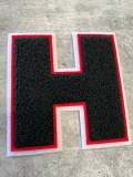 6" Large "Black & White" Varsity Alphabet Patches,  Chenille w/Felt Letters, 1-pc, Choose Your Letter, A to Z Patch, Iron-on, Jacket Patch