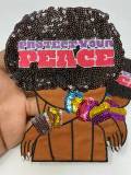 New, "Protect Your Peace" Sequins, Embroidery, & Satin, 6" Patch, Iron-on Exclusive Applique, Large Back Patch, Sequins Patch, Jacket Patch