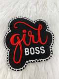 Red & Black, 1-pc "Girl Boss" Badge, Entrepreneur Homage Badge, Cute Iron-on Embroidered Patch, Craft Supplies, Small Patch, 2.5"