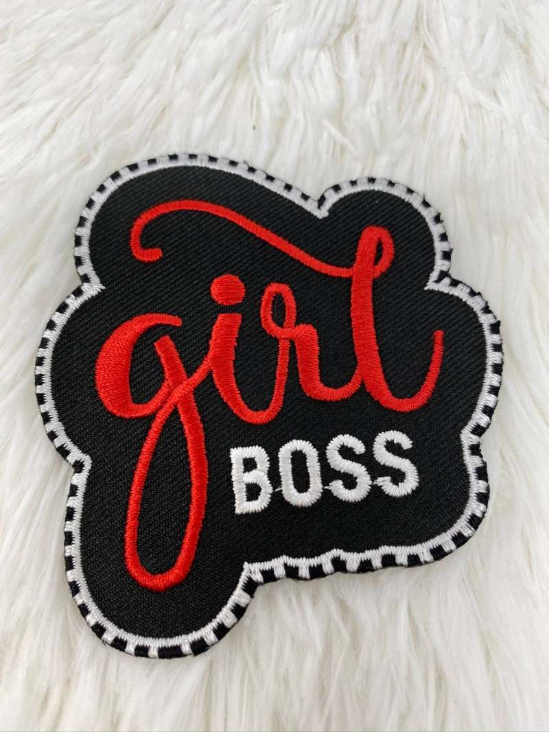 Red & Black, 1-pc "Girl Boss" Badge, Entrepreneur Homage Badge, Cute Iron-on Embroidered Patch, Craft Supplies, Small Patch, 2.5"