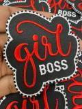 Red & Black, 1-pc "Girl Boss" Badge, Entrepreneur Homage Badge, Cute Iron-on Embroidered Patch, Craft Supplies, Small Patch, 2.5"