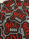 Red & Black, 1-pc "Girl Boss" Badge, Entrepreneur Homage Badge, Cute Iron-on Embroidered Patch, Craft Supplies, Small Patch, 2.5"