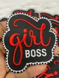 Red & Black, 1-pc "Girl Boss" Badge, Entrepreneur Homage Badge, Cute Iron-on Embroidered Patch, Craft Supplies, Small Patch, 2.5"