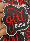 Red & Black, 1-pc "Girl Boss" Badge, Entrepreneur Homage Badge, Cute Iron-on Embroidered Patch, Craft Supplies, Small Patch, 2.5"