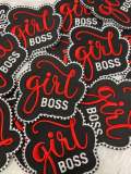 Red & Black, 1-pc "Girl Boss" Badge, Entrepreneur Homage Badge, Cute Iron-on Embroidered Patch, Craft Supplies, Small Patch, 2.5"