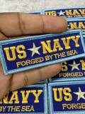 New "US NAVY" Military Emblem, Navy Blue & Gold, with White Star, Embroidery Patch, Size 3"x1", Iron-on Patch, Small Badge for Clothing