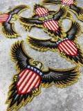 New "Bald Eagle" Military Emblem with 5-Stars and Red & White Stripes, Embroidery Patch, Size 4", Iron-on Patch, Small Badge for Clothing