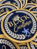 Pro Black "Black Excellence" Popular Patch, 4-inch Circular Iron-on Embroidered Patch; Pro Black Patch, DIY Craft Apparel & Accessories