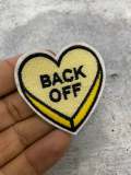 NEW, "Back Off"  2-pc/set, 2"-x 1" inch, DIY, Embroidered Applique Iron On Patch, Patches for Girls Jackets