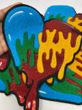 Vibrant 1-pc Chenille Patch "Colorful Dripping Heart " Patch (sew-on) Size 9X11", Exclusive Chenille Patch, Denim Jacket, Shirts, & Hoodies