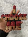 New, SEQUIN "I Choose Me" 8" Patch, Iron-on/Sew-on, Exclusive Applique, Large Patch, Sparkling Patch