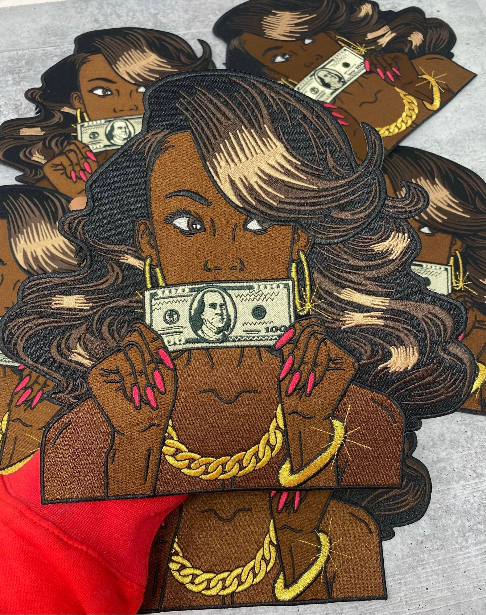 Exclusive, "Put Yo Money Where Yo Mouth Is" 100% Embroidery, 10" Patch, Iron-on, Large Back Patch, Jacket Patch for Jackets and Clothing
