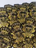 Metallic Gold, Black & Gray Royal Bee Crest, With Crown Emblem Patch, Embroidered Applique Iron On Patch, Size 3", Patch for Hats, Men Patch