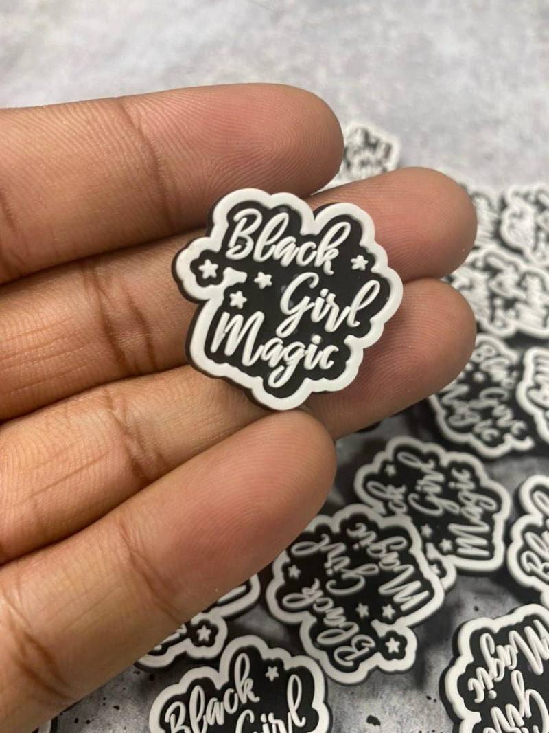 Exclusive "Black Girl Magic" Afrocentric Charm for Crocs; Symbolic Statement Charms for Clogs;  Cute Charm for Shoes and Silicone Bracelets