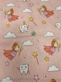 NEW "Tooth Fairy", 100% Ribbed Cotton Fabric, Boutique Fabric, Custom Made Kids Fabric for Masks, Accessories, Bedding & More, 1 Yard
