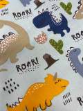 NEW, "Dinosaur ROAR", 100% Ribbed Cotton Fabric, Boutique Fabric, Custom Made Kids Fabric for Masks, Accessories, Bedding & More, 1 Yard