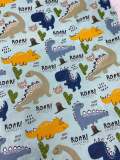 NEW, "Dinosaur ROAR", 100% Ribbed Cotton Fabric, Boutique Fabric, Custom Made Kids Fabric for Masks, Accessories, Bedding & More, 1 Yard