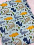 NEW, "Dinosaur ROAR", 100% Ribbed Cotton Fabric, Boutique Fabric, Custom Made Kids Fabric for Masks, Accessories, Bedding & More, 1 Yard