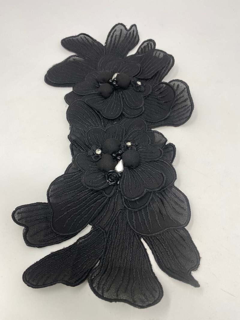 NEW, Exclusive, "ONYX Flower" Size 12'', (sew-on) Fashion Applique, Patch for Denim Jacket, Camo, Sweaters