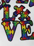 New, Autism Awareness "Love" Puzzle Piece Patch, Size 4" Embroidered Patch, 1-pc, Iron or Sew-on, Patch for Jacket or Vest