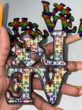 New, Autism Awareness "Love" Puzzle Piece Patch, Size 4" Embroidered Patch, 1-pc, Iron or Sew-on, Patch for Jacket or Vest