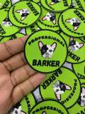 Patched Up Pup: "Professional Barker" Iron-on Embroidered Patch for Dogs, Patch for Dog Lovers, Gift for Your Dog, Sz. 2.5", Doggy Clothes
