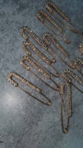 10-pc set, GOLD Rhinestone Safety Pin Brooches for Clothing & Accessories, Bling Safety Pins for Crafting, DIY Tools, Size 3" , Alloy Pins