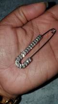 10-pc set, SILVER Rhinestone Safety Pin Brooches for Clothing & Accessories, Bling Safety Pins for Crafting, DIY Tools, Size 3" , Alloy Pins