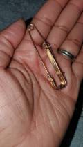 10-pc set, GOLD Rhinestone Safety Pin Brooches for Clothing & Accessories, Bling Safety Pins for Crafting, DIY Tools, Size 3" , Alloy Pins