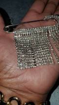 6-pc set, SILVER "Drippin"  Rhinestone Safety Pin Brooches for Clothing & Accessories, Bling Safety Pins for Crafting, Size 3" , Alloy Pins
