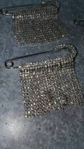 6-pc set, SILVER "Drippin"  Rhinestone Safety Pin Brooches for Clothing & Accessories, Bling Safety Pins for Crafting, Size 3" , Alloy Pins