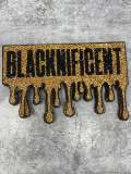 New, Crushed GOLD, "Blacknificent" Large Rhinestone Patch, Super Blingy Patch with Adhesive, Size 10", Czech Rhinestones, DIY Crafts