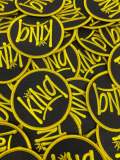 Black & Yellow, 3" Circular "King" Iron-on Embroidered Patch; Patches for Men, Small Jacket Patch, Morale Patch, Cool Patches for Hats
