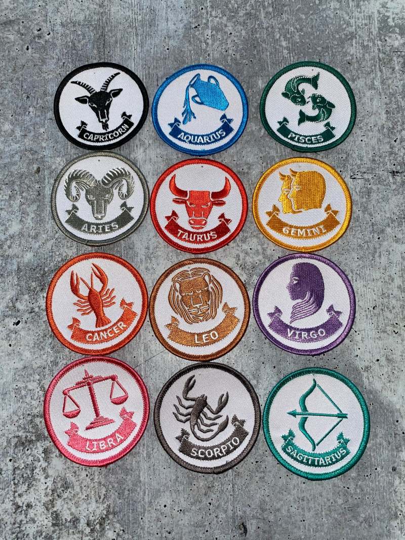 NEW, 12-Pc Zodiac Iron-On Patch Set, Zodiac Set|Astrology Appliques|Cool Embroidered Patches|DIY Patches