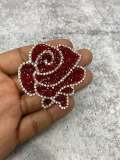 NEW Arrival, 2Pc. Set,Blinged Out "RED Roses" Rhinestone Patch with Adhesive, Rhinestone Applique, Size 2.5" Czech Rhinestones, DIY Applique