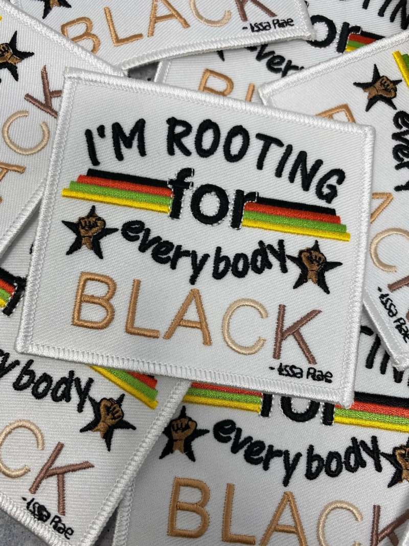 New Arrival,"I'm Rooting for Everybody Black" Iron-on Embroidered Patch, Size 4" x 4", Empowerment Badge, DIY Applique for Clothing