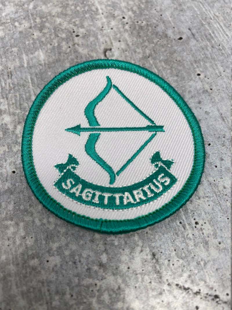 NEW, Fun, Vintage "Sagittarius" Astrology Iron-On Patch, Embroidered Zodiac Signs, 1Pc., 3 Inch