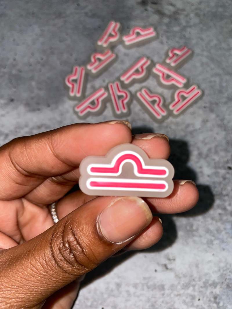 NEW, Exclusive, Glow In The Dark,"Libra" Zodiac Charm for Crocs;Symbolic Statement Charms for Clogs;Charm for Shoes, 1 PC., Zodiac Charm