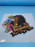 T-shirt Transfer Sheet, "Mind the business that pays you!" outlined in blinging crystals for HEAT PRESSING on garments, Htv Appliques,