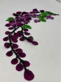 NEW, 2 Pc., Purple Lace Flowers with Leaves and Stems, Sew-on Lace Flower Set, Great for Shoes, Denim,Jackets, Sweaters, Etc. Size 12 inches