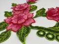NEW, 2 Pc.,3D Pink Lace Flowers with Leaves and Stems, Sew-on Lace Flower Set, Great for Shoes, Denim,Jackets, Sweaters, Etc. Size 12 inches