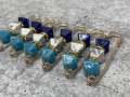 6-pc set, Shades of BLUE Resin Beads w/Gold Bling, Safety Pin Brooches for Clothing Safety Pins for Crafting, DIY Tools, Size 3", Alloy Pins