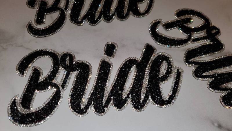 New, "BRIDE" Rhinestone Patch, Bling Bling Patch with Adhesive, Size 7.8" Czech Rhinestones, DIY Applique, Bridal Party, Bride Gift, Wedding