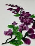 NEW, 2 Pc., Purple Lace Flowers with Leaves and Stems, Sew-on Lace Flower Set, Great for Shoes, Denim,Jackets, Sweaters, Etc. Size 12 inches
