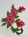 NEW, 2 Pc.,3D Pink Lace Flowers with Leaves and Stems, Sew-on Lace Flower Set, Great for Shoes, Denim,Jackets, Sweaters, Etc. Size 12 inches