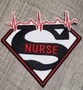 New Arrival, "Super Nurse Badge" Red/White/Black Embroidered Patch, Size 4", Iron-on Applique, DIY Patch for Clothing & Shoes