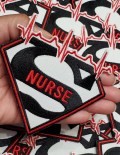 New Arrival, "Super Nurse Badge" Red/White/Black Embroidered Patch, Size 4", Iron-on Applique, DIY Patch for Clothing & Shoes