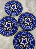 Chenille, "All-Star Cheerleader" Blue/White/Black Varsity Patch, Iron-on Applique for Jackets, Camo, Bags, Accessories, and DIY, Cheer Gift