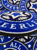 Chenille, "All-Star Cheerleader" Blue/White/Black Varsity Patch, Iron-on Applique for Jackets, Camo, Bags, Accessories, and DIY, Cheer Gift