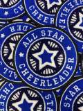 Chenille, "All-Star Cheerleader" Blue/White/Black Varsity Patch, Iron-on Applique for Jackets, Camo, Bags, Accessories, and DIY, Cheer Gift